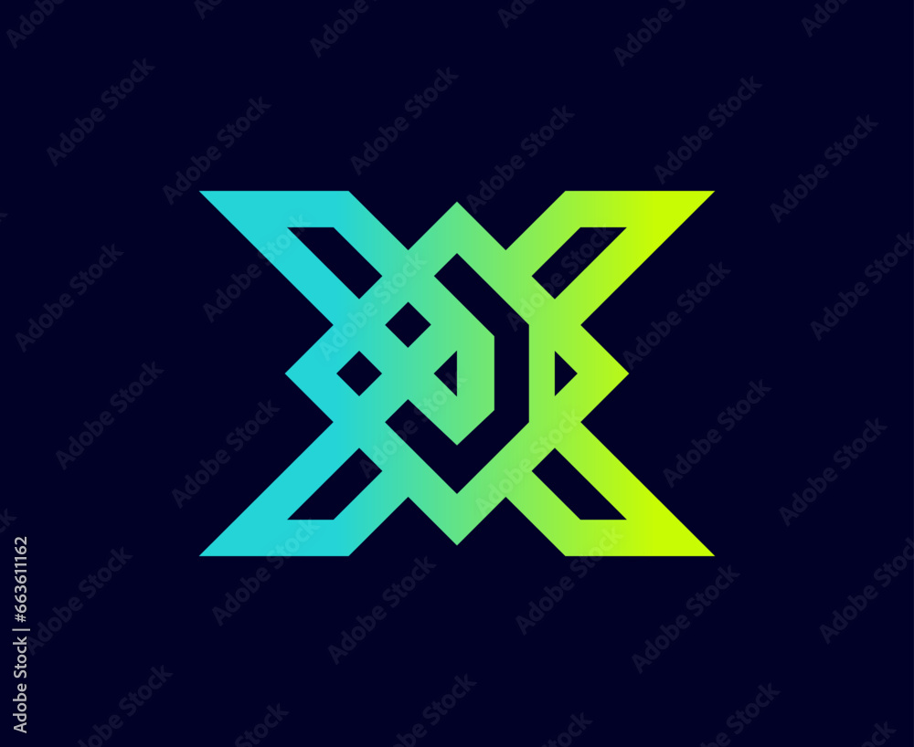 The monogram is the letter J and X. Elegant and outline. The monogram is the letter J and X. Elegant and outline.