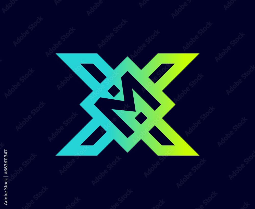 The monogram is the letter M and X. Elegant and outline. The monogram is the letter M and X. Elegant and outline.