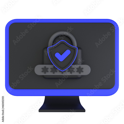 login protection of 3d illustration. Security 3D Concept. 3d render illustration