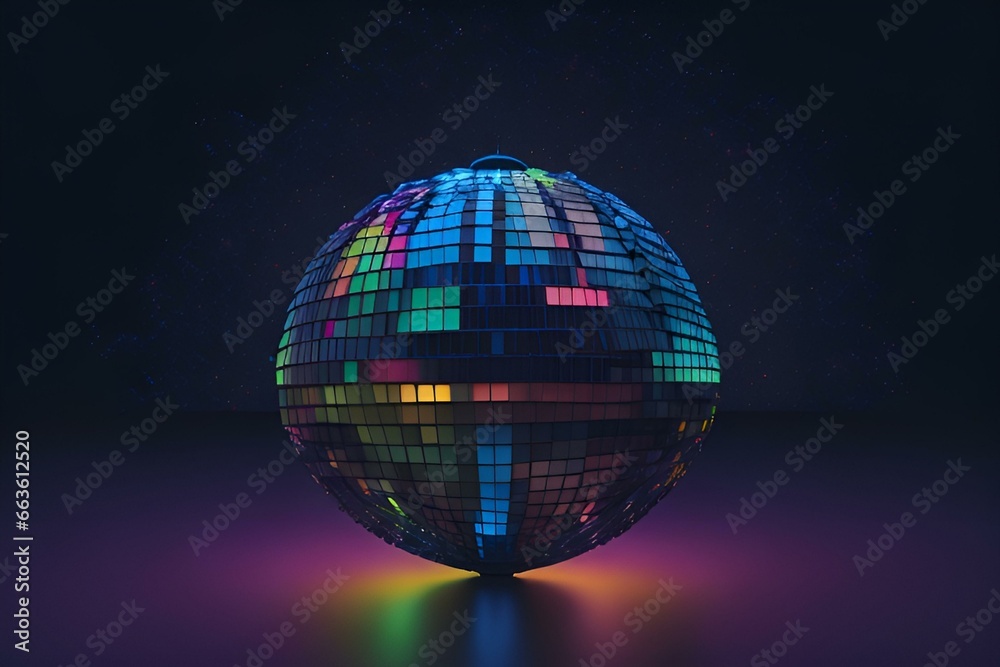 Obraz premium disco ball with lights,nightclub,vector ,night,illustration,Ai generated 