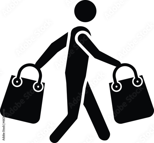 silhouette of a man with shopping bag