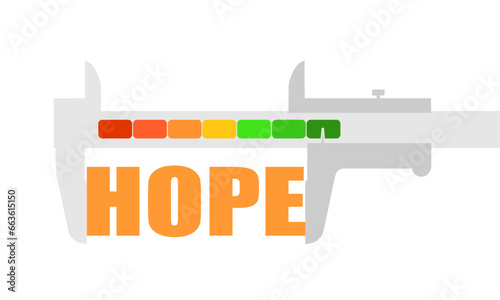 Religion and social concept. Keyword hope and the caliper