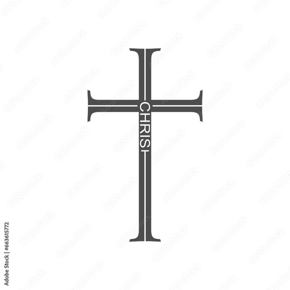 Christ name in the shape of a cross. Christian, religious and church typography concept. Design with christian icon religion.