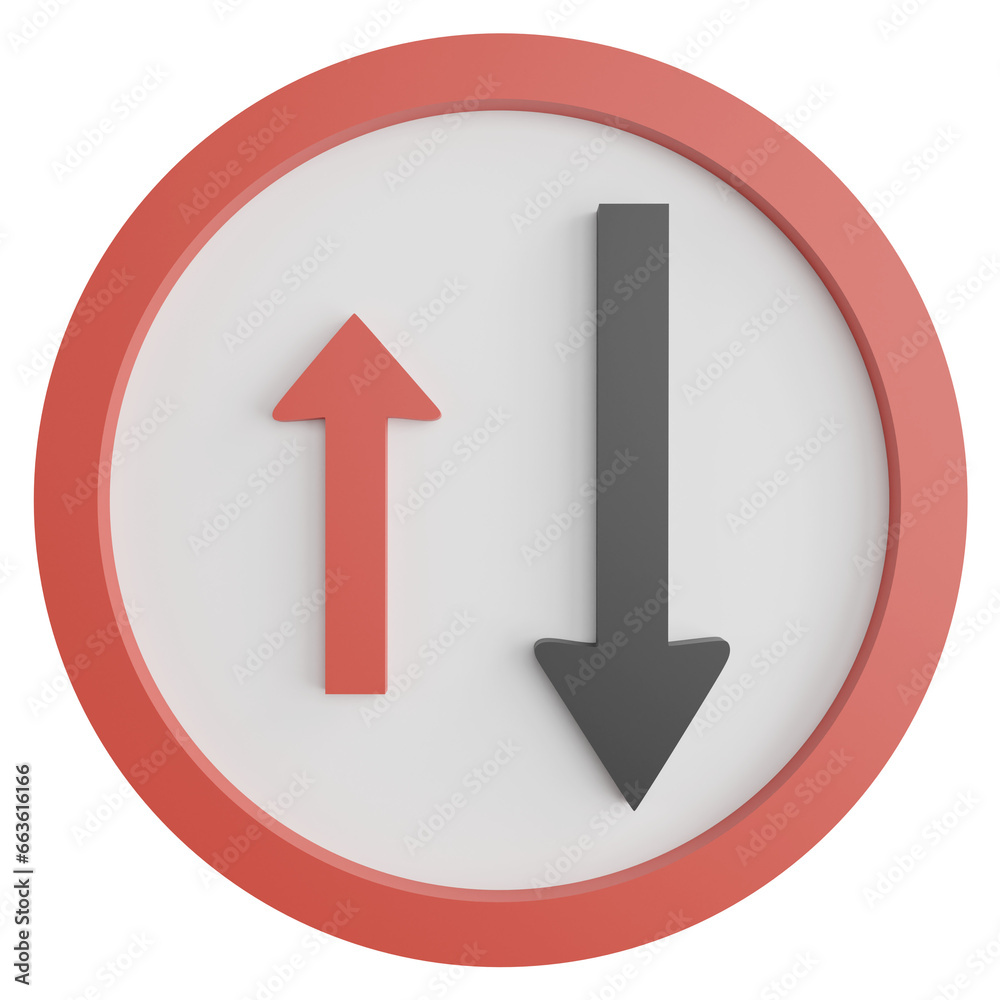 Priority to oncoming traffic sign clipart flat design icon isolated on transparent background, 3D render road sign and traffic sign concept Priority to oncoming traffic sign clipart flat design icon isolated on transparent background, 3D render road sign and traffic sign concept