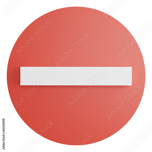 No entry sign clipart flat design icon isolated on transparent background, 3D render road sign and traffic sign concept