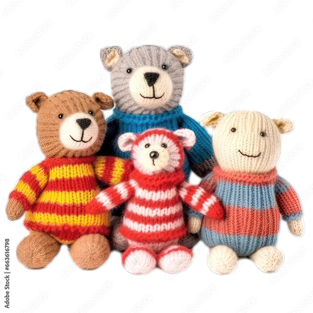 woolen stuffed toys isolated on white background woolen stuffed toys isolated on white background