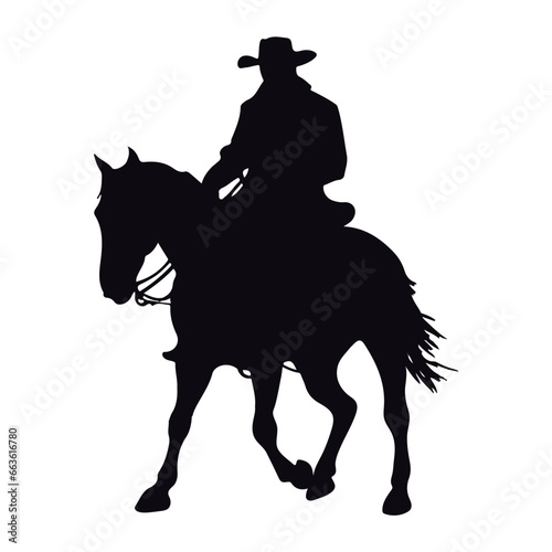 cowboy silhouette in horse profile