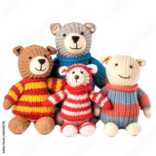 woolen stuffed toys isolated on white background