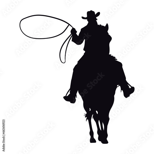 cowboy silhouette in horse front view