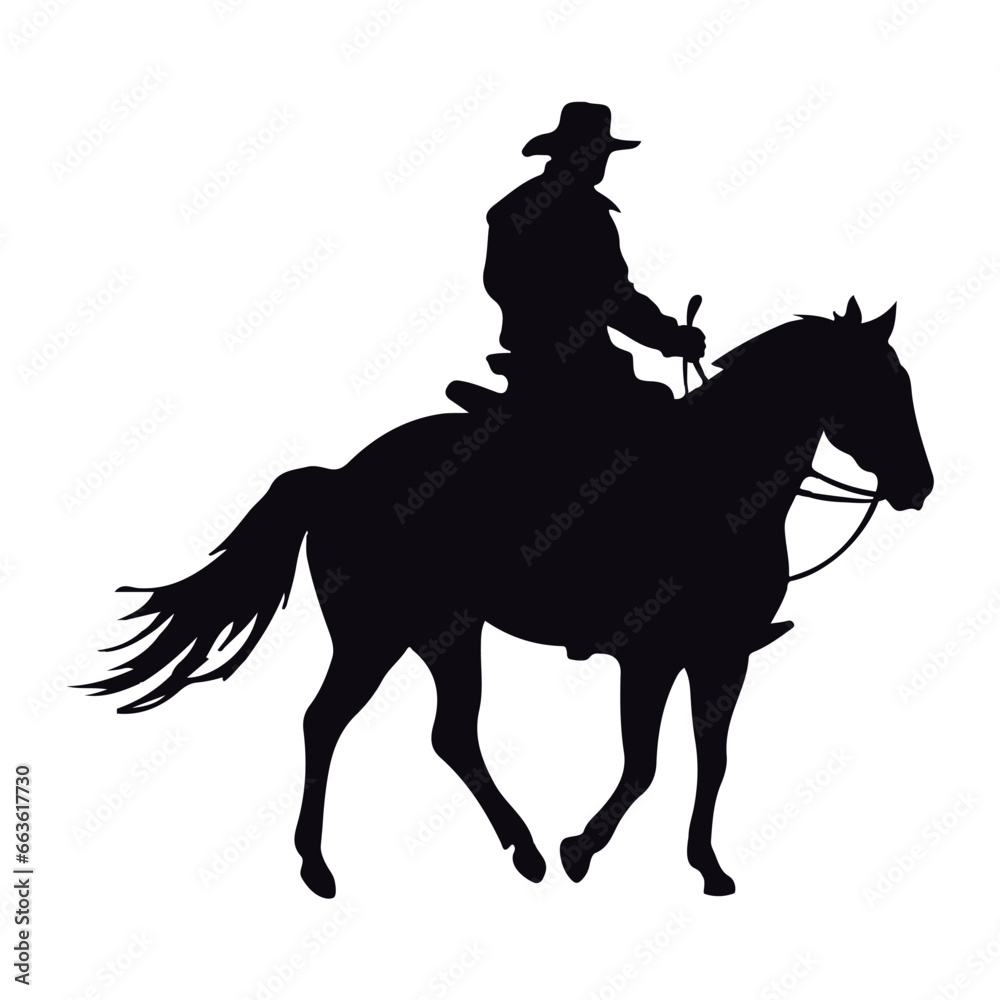 cowboy silhouette in horse style
