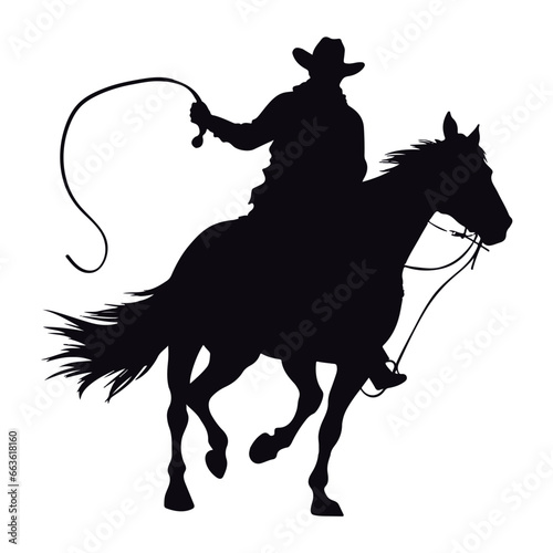 cowboy silhouette in horse icon