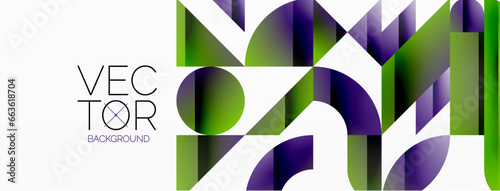 Abstract masterpiece formed by delicate interplay of circles, squares, and triangles. Geometric elements converge in harmonious chaos, evoking sense of modern creativity. Symphony of shapes