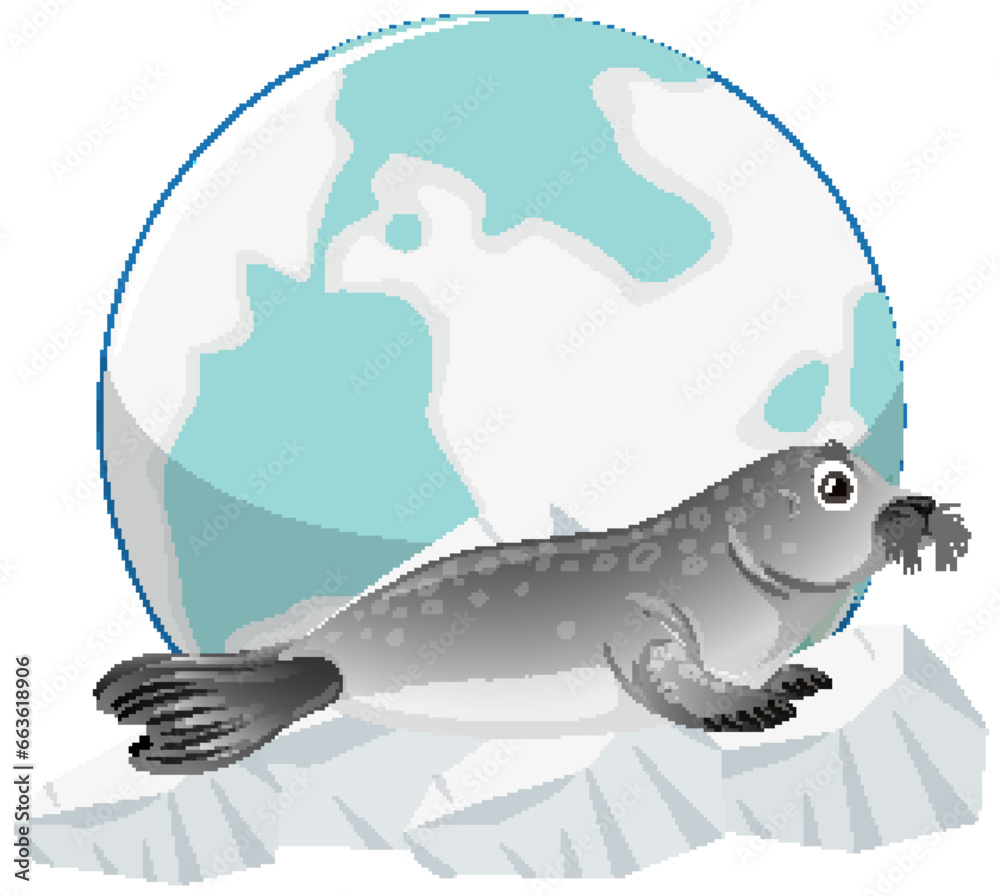 Obraz premium Seal Laying in Front of Earth on Floe