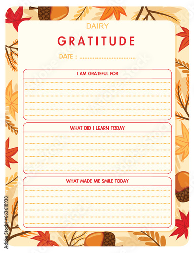 Gratitude Diary with Autumn Leaves Border