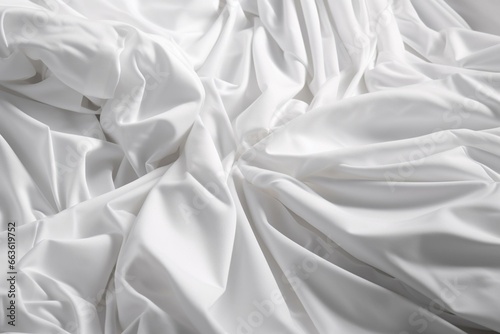 White fabric with creases and pleats. Smooth textured backdrop. Generative AI