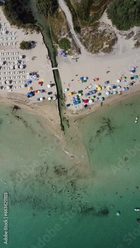 Drone footage of the beach at Lido Morelli, Apulia, Italy photo