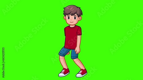  A Boy Vector Walking Animation On Green Screen 4k Quality