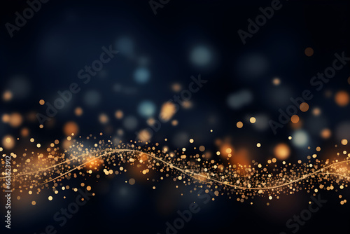 Elegant Dark Blue and Gold Particle Abstract Background for New Year and Christmas