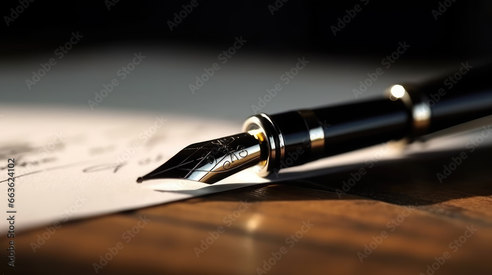 Close - up of a document signature pen as it makes contact with paper Close - up of a document signature pen as it makes contact with paper