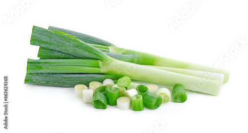Japanese bunching onion on white background