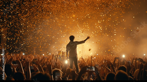 A rock concert with a dynamic shot of the stage