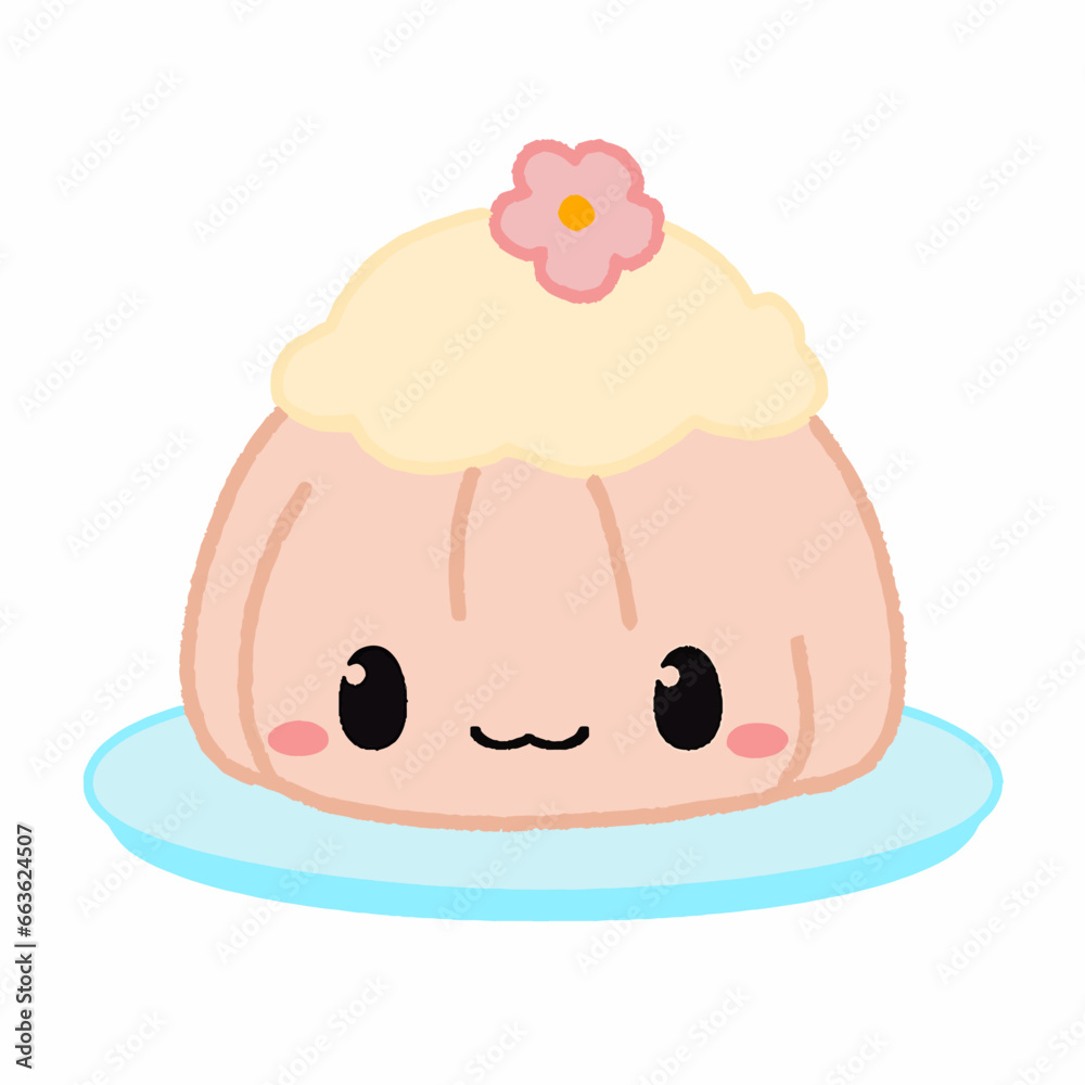 Cartoon style pudding. Hand drawn Vector illustration. Cartoon style pudding. Hand drawn Vector illustration.