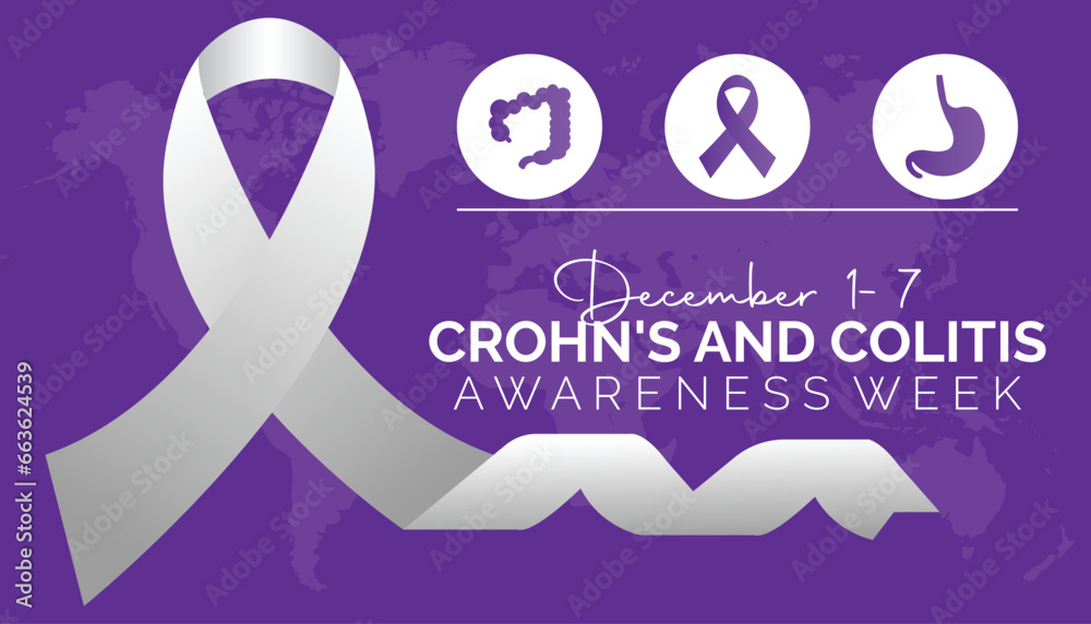 Fototapeta premium Vector illustration on the theme of Crohn's and Colitis Awareness Week observed each year during December.banner, Holiday, poster, card and background design.