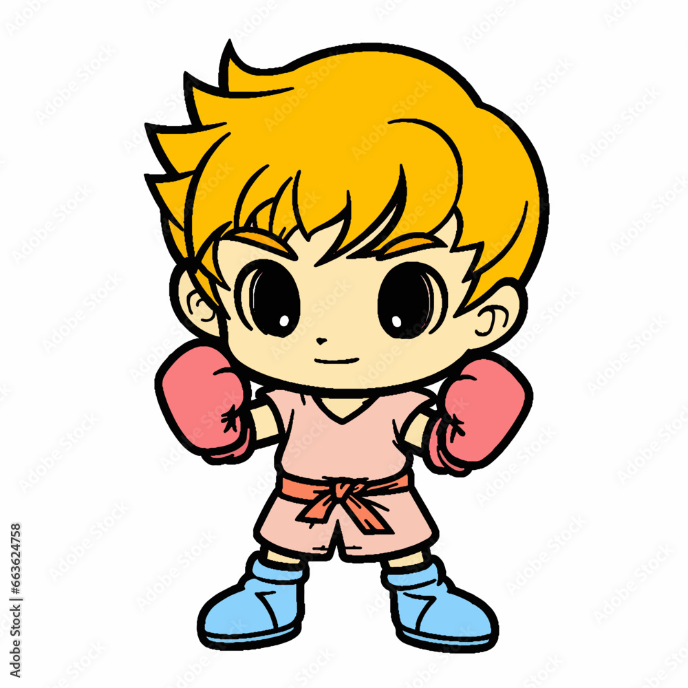 Cartoon style boxer. Hand drawn Vector illustration. Cartoon style boxer. Hand drawn Vector illustration.