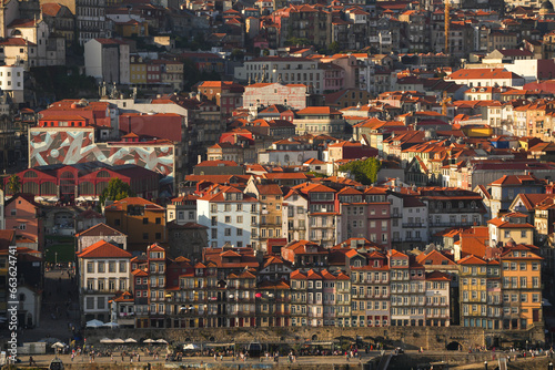 Landscape photo with Porto from above. Aerial view over this beautiful city from Portugal during a summer sunset.