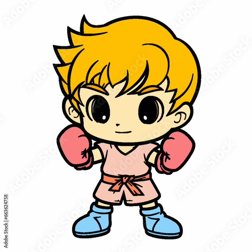 Cartoon style boxer. Hand drawn Vector illustration.
