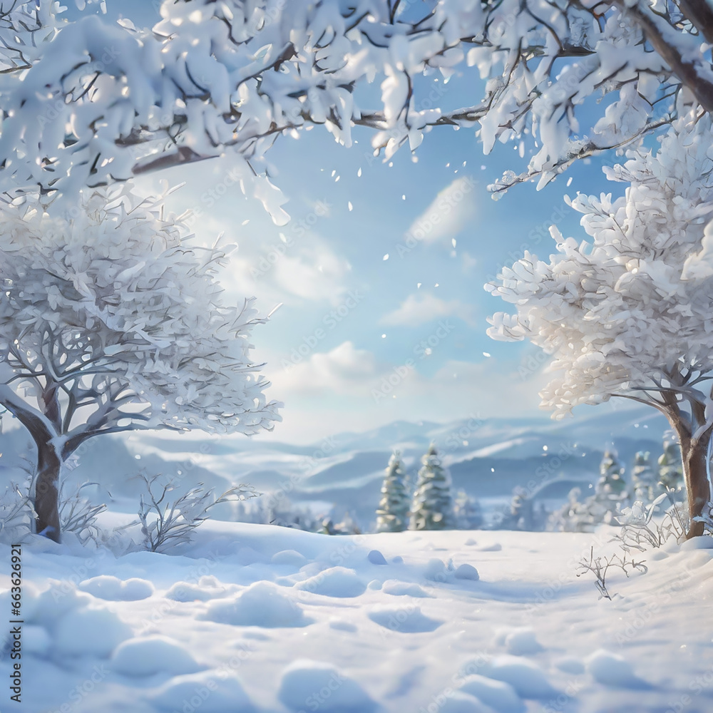 Winter landscape with snowy background. Winter landscape with snowy background.