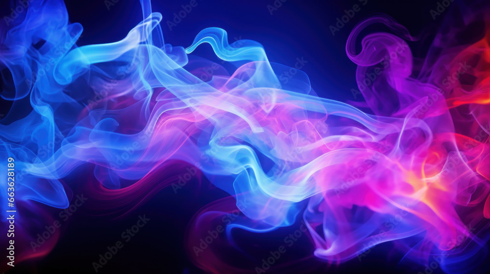 Purple and blue smoke on black background