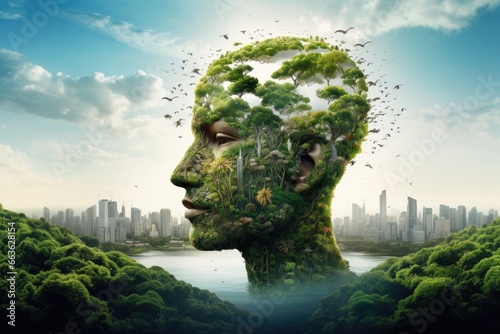 Evergreen concept of humans connected to nature © rushay