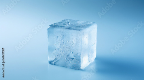 Ice cube on a blue background