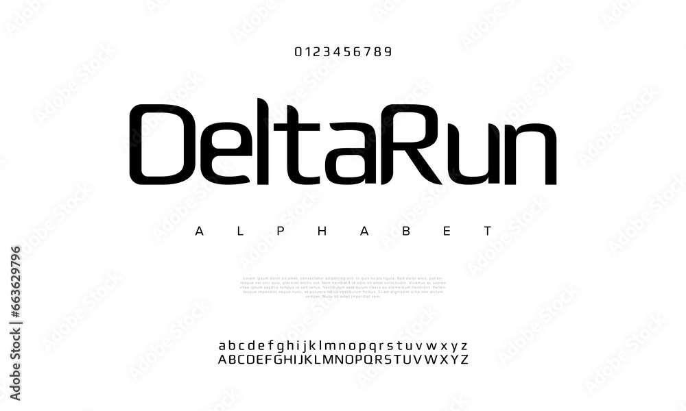 Deltarun creative modern urban alphabet font. Digital abstract moslem, futuristic, fashion, sport, minimal technology typography. Simple numeric vector illustration