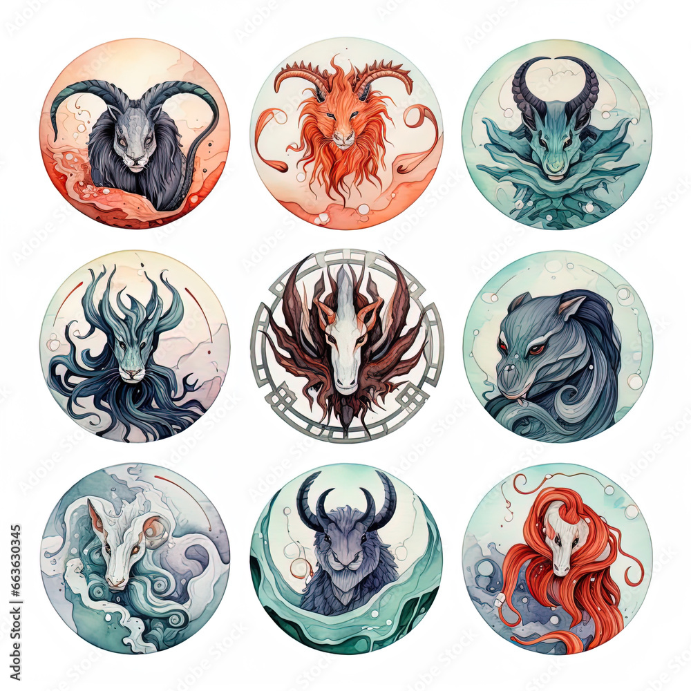 Write 12 zodiac stickers, generative ai Write 12 zodiac stickers, generative ai