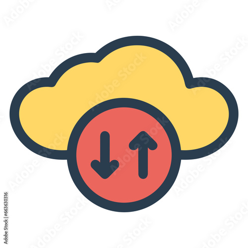 Cloud storage icon symbol vector image. Illustration of the database server hosting cloud system digital design image