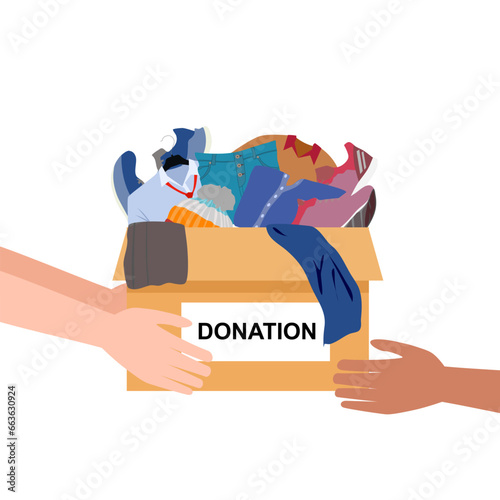 something of value such as money or goods that is given to help a person or organization such as a charity, or the act of giving this clothes.