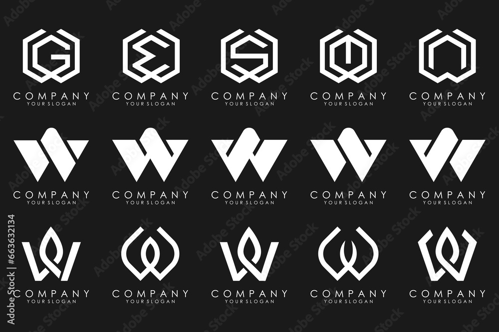 Abstract collection with letters W logo design. creative design logotype W with white color. Abstract collection with letters W logo design. creative design logotype W with white color.