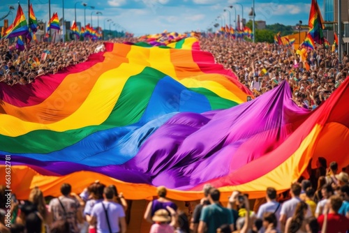 Portrait of a group LGBT and LGBT rainbow flag