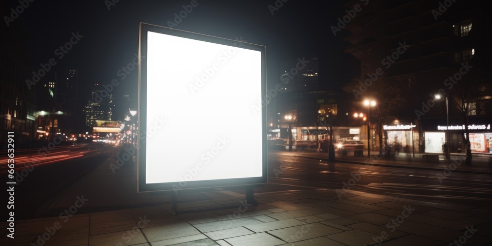 Blank white billboard signage, empty info banner, street banner. Mock up for advertisement. Generated by AI