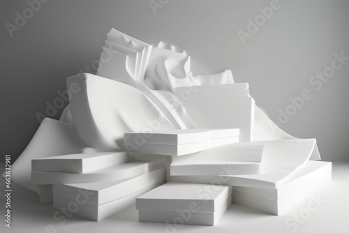 White styrofoam sheets - 3D render. Generative AI photo
