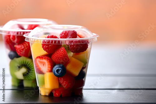 Fresh fruit salad to go with copy space.