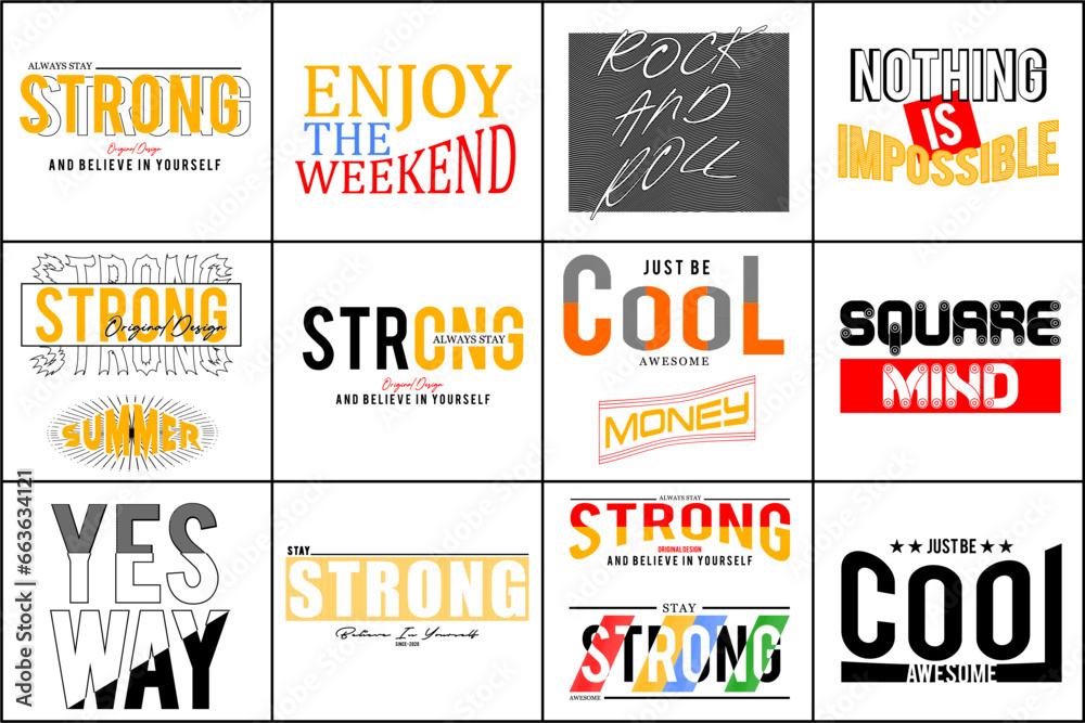 set typography vector for print t shirt