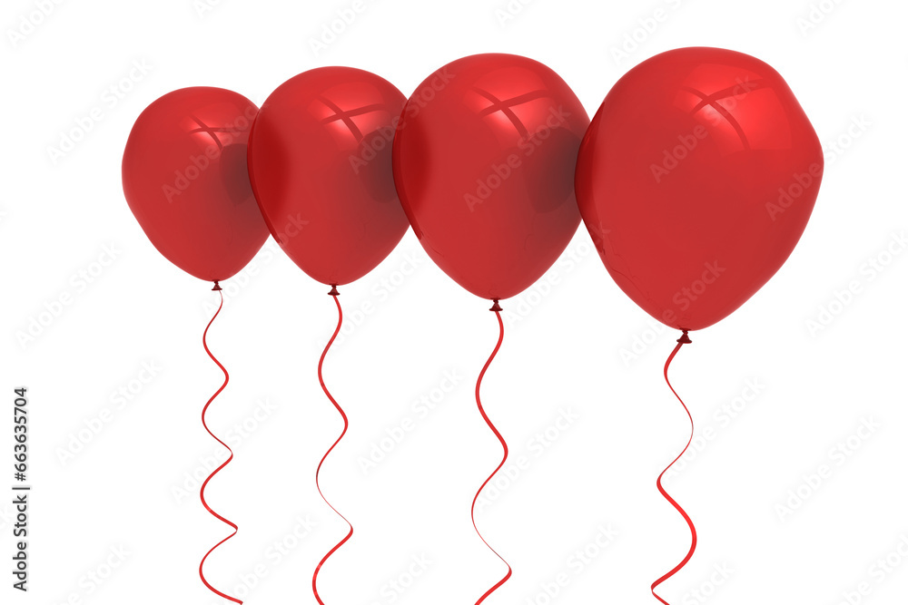 Digital png illustration of four red balloons on transparent background Digital png illustration of four red balloons on transparent background