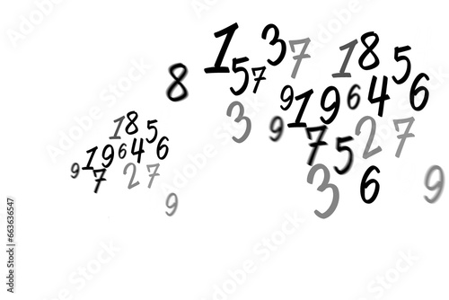 Digital png illustration of many various numbers on transparent background