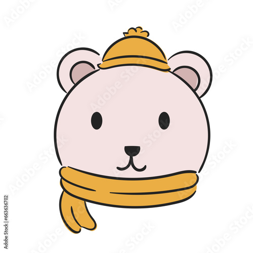 Winter Animal Head Illustration White HEad Winter