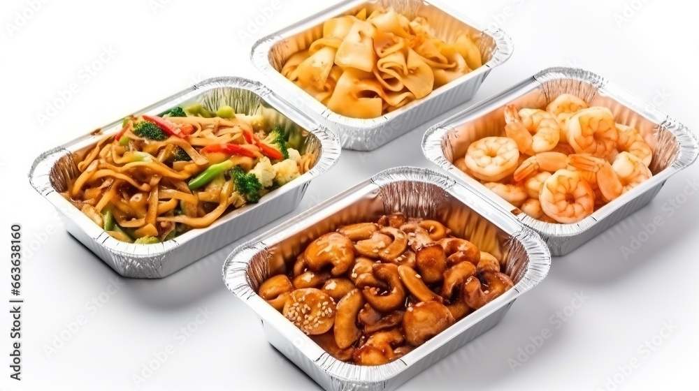 Chinese food on white background