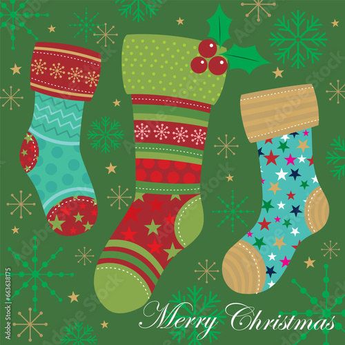 christmas card with christmas stocking