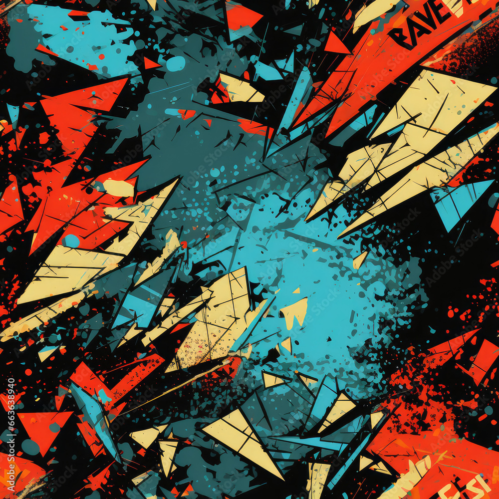Fototapeta premium Graffiti grunge funky artistic repeat pattern